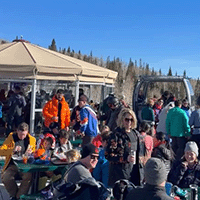 A dj playing at Rendezvous Lodge at Steamboat Resort.