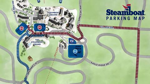 Summer parking map for Steamboat Resort