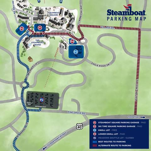 Steamboat Resort summer parking map.