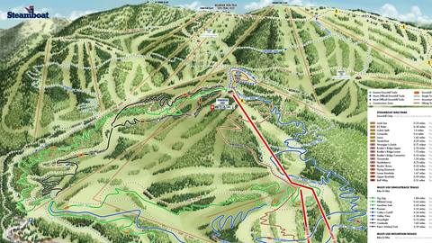 Steamboat Resort Summer trail map with mountain biking and hiking trail routes.