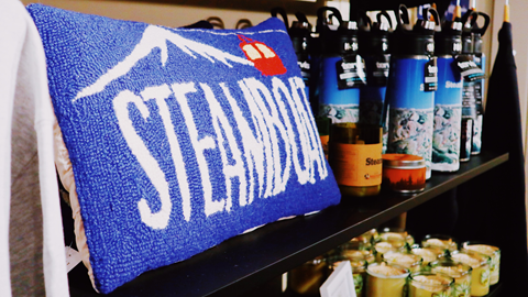 a Steamboat pillow at the gift shop