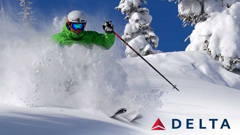 Powder Skier with a Delta Logo in the bottom right corner.