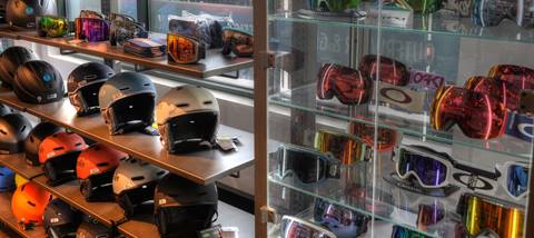 ski helmets and goggles