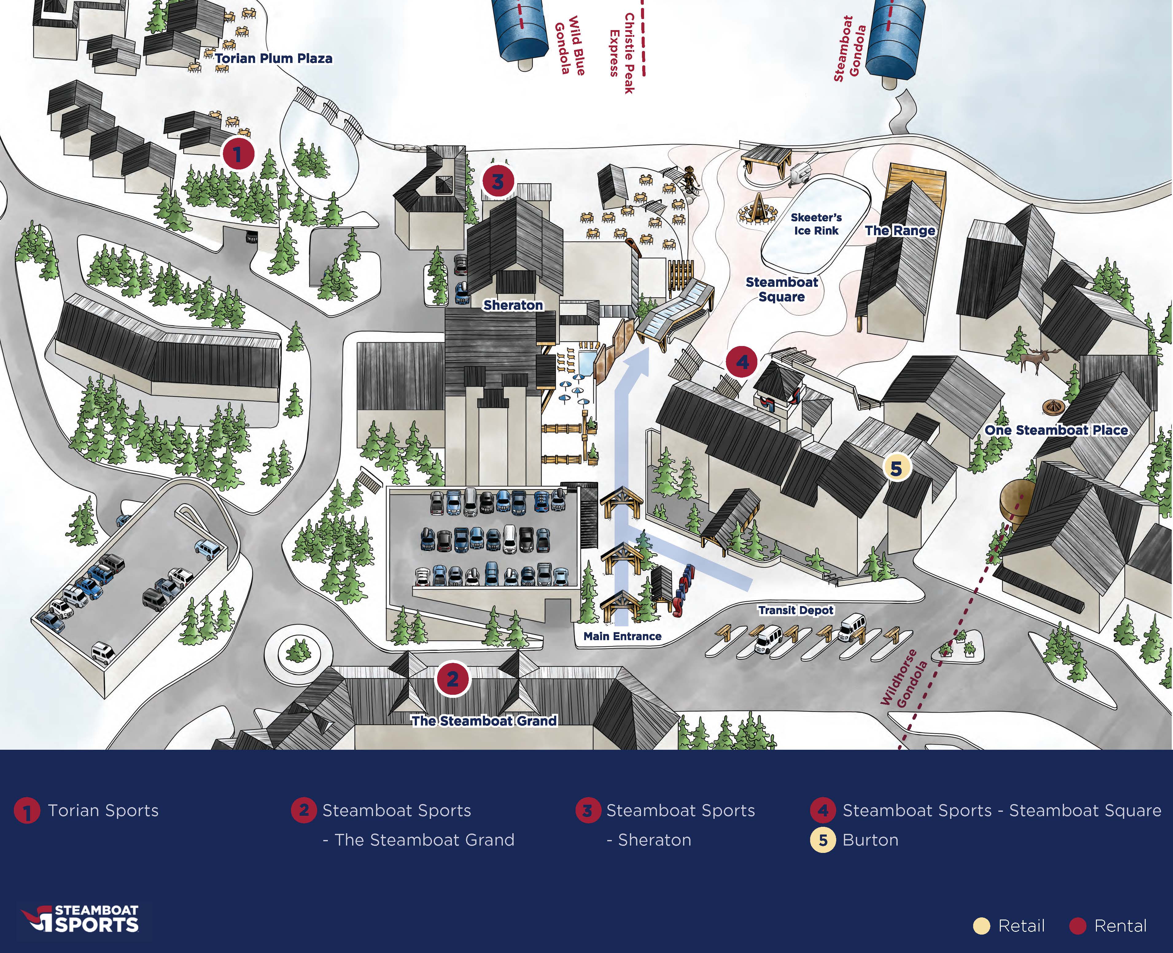 Steamboat Resort Rental/Retail Map.